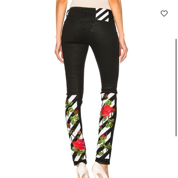 Off-White c/o Virgil Abloh Main Label Roses Black distressed skinny L jeans - Picture 1 of 16